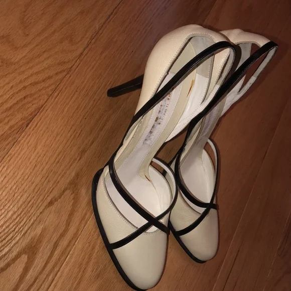 Size 39 Narcisco Rodriguez White & Black Heels - Picture 2 of 5